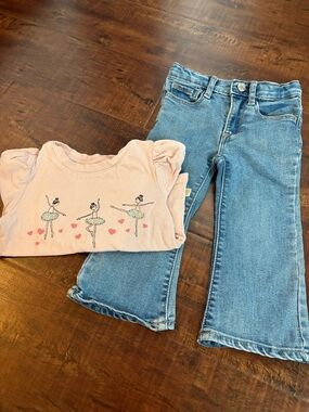 GAP Pink Ballerina Top with Blue Jeans Kids Matching Set